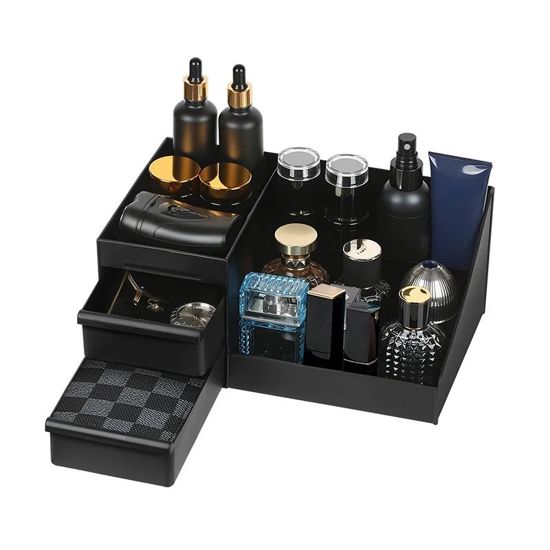 Organizador elegante y compacto para perfumes de uso diario. Mantiene tus fragancias a la mano sin ocupar espacio. Ideal también para prendas pequeñas y accesorios, aportando orden y estilo a tu tocador.