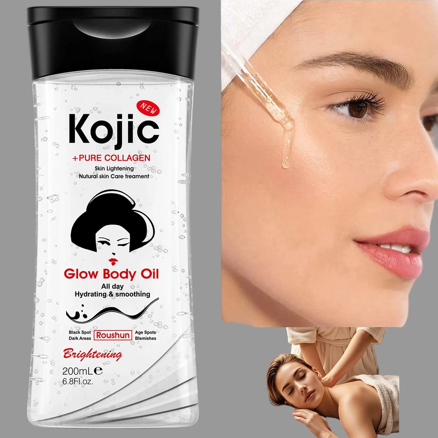 Aceite corporal hidratante kojic acid 200ml cuidado para la piel