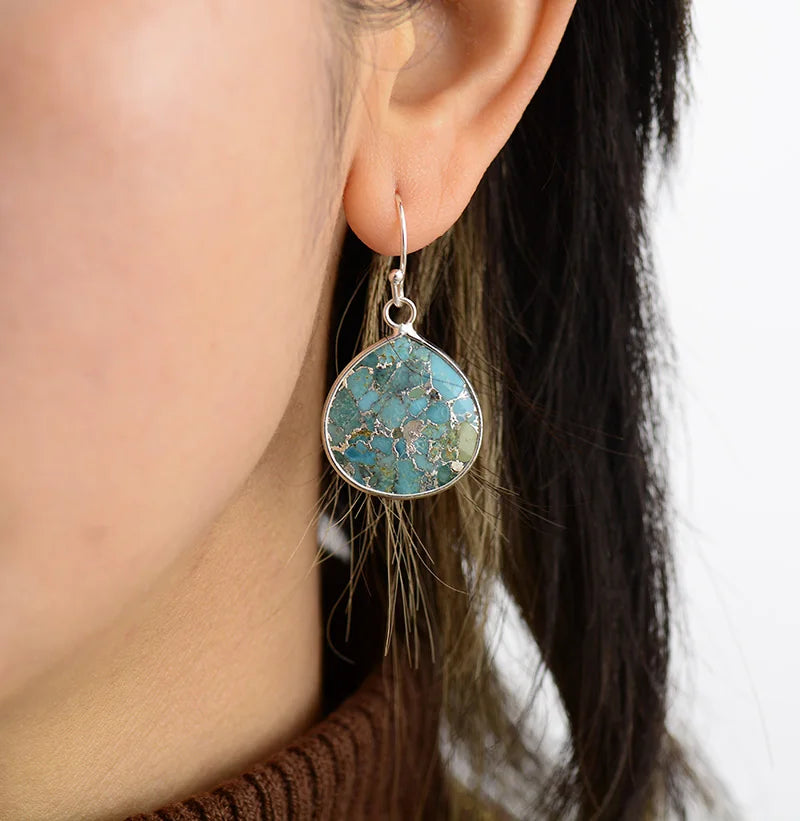 Avant-garde Women Teardrop Turquoise Dangle Earrings Art Deco Modernism Teengirl Earring Designer Rhinestone Jewelry Wholesale