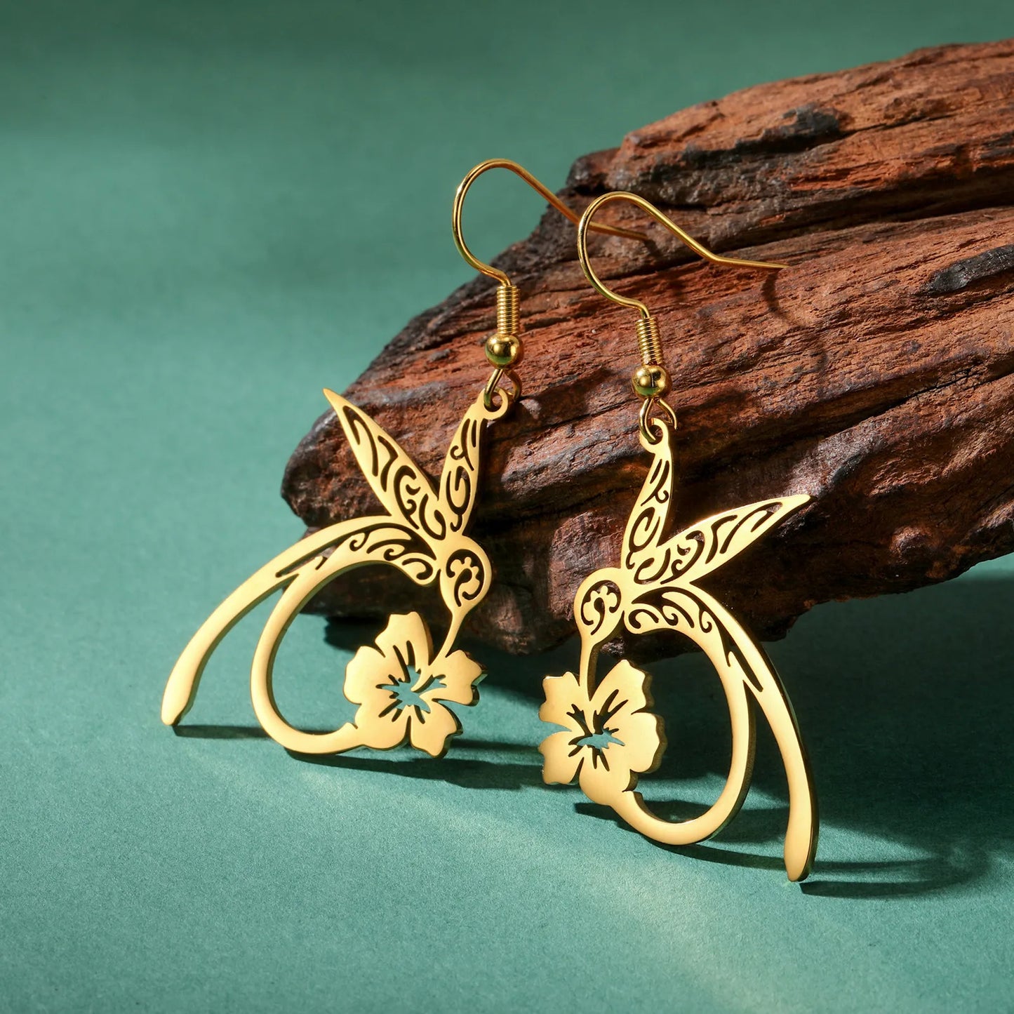 Aretes Colibri en acero inoxidable