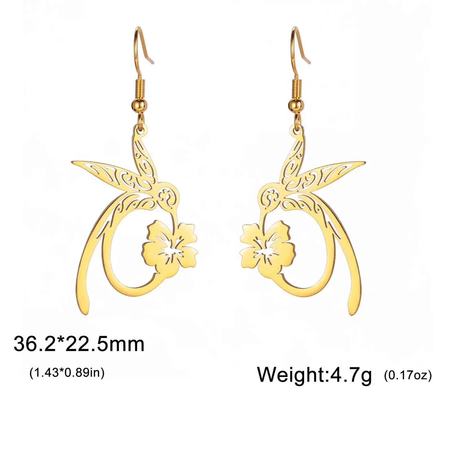 Aretes Colibri en acero inoxidable