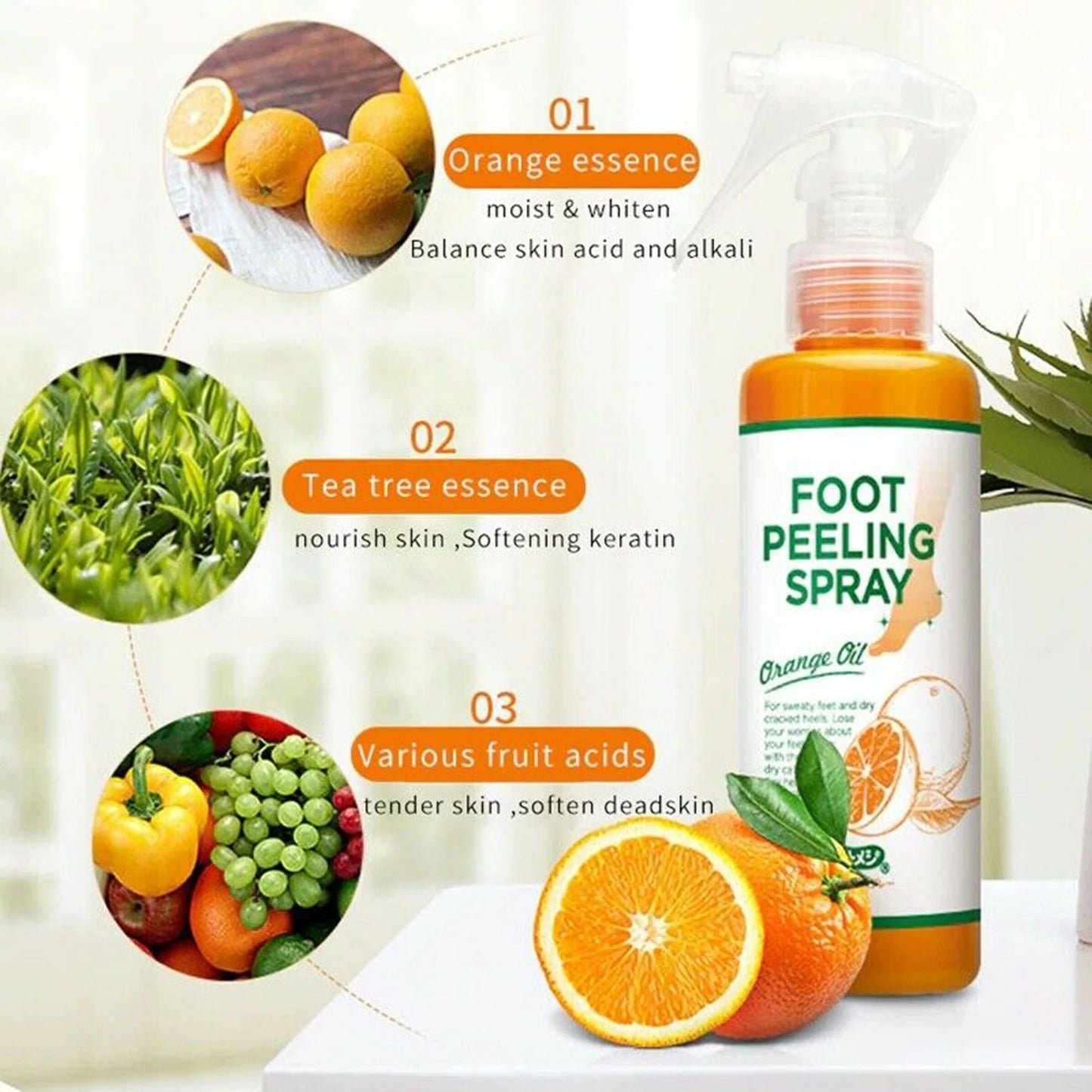 100ML Foot Peeling Spray Nourish Moisturizing Elbow Exfoliating Essence Dead Skin Remover Pedicure Foot Care Tool