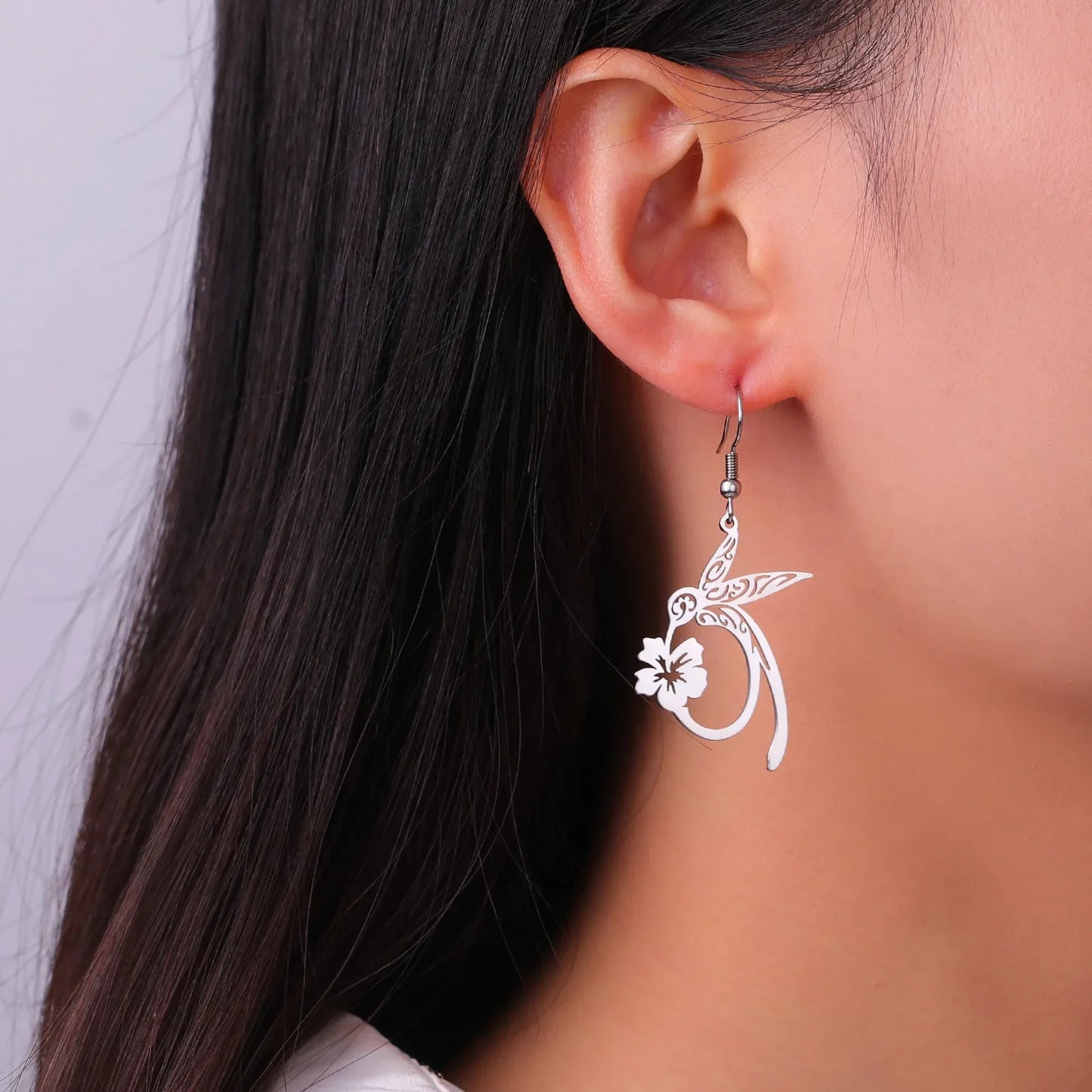 Aretes Colibri en acero inoxidable