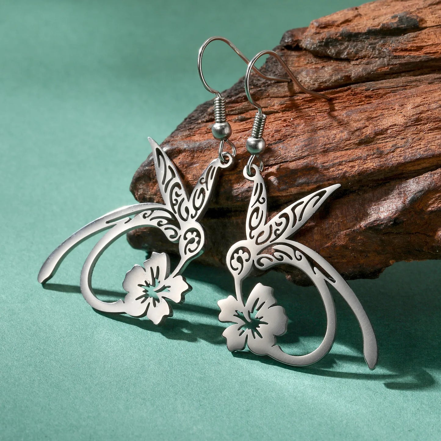 Aretes Colibri en acero inoxidable