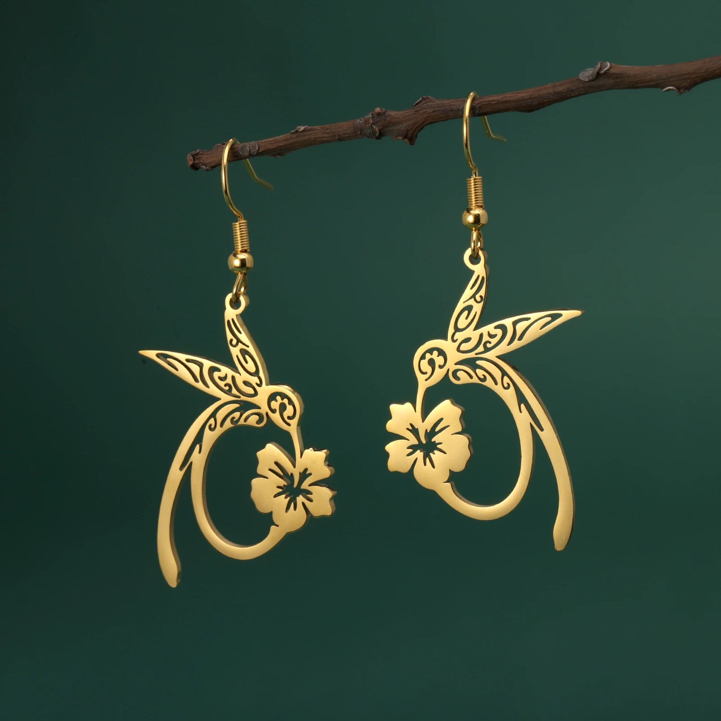 Aretes Colibri en acero inoxidable