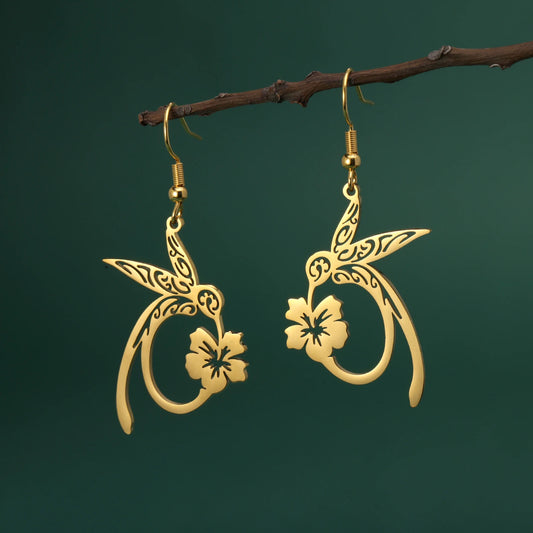 Aretes Colibri en acero inoxidable