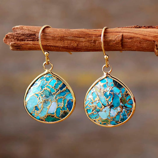 Avant-garde Women Teardrop Turquoise Dangle Earrings Art Deco Modernism Teengirl Earring Designer Rhinestone Jewelry Wholesale